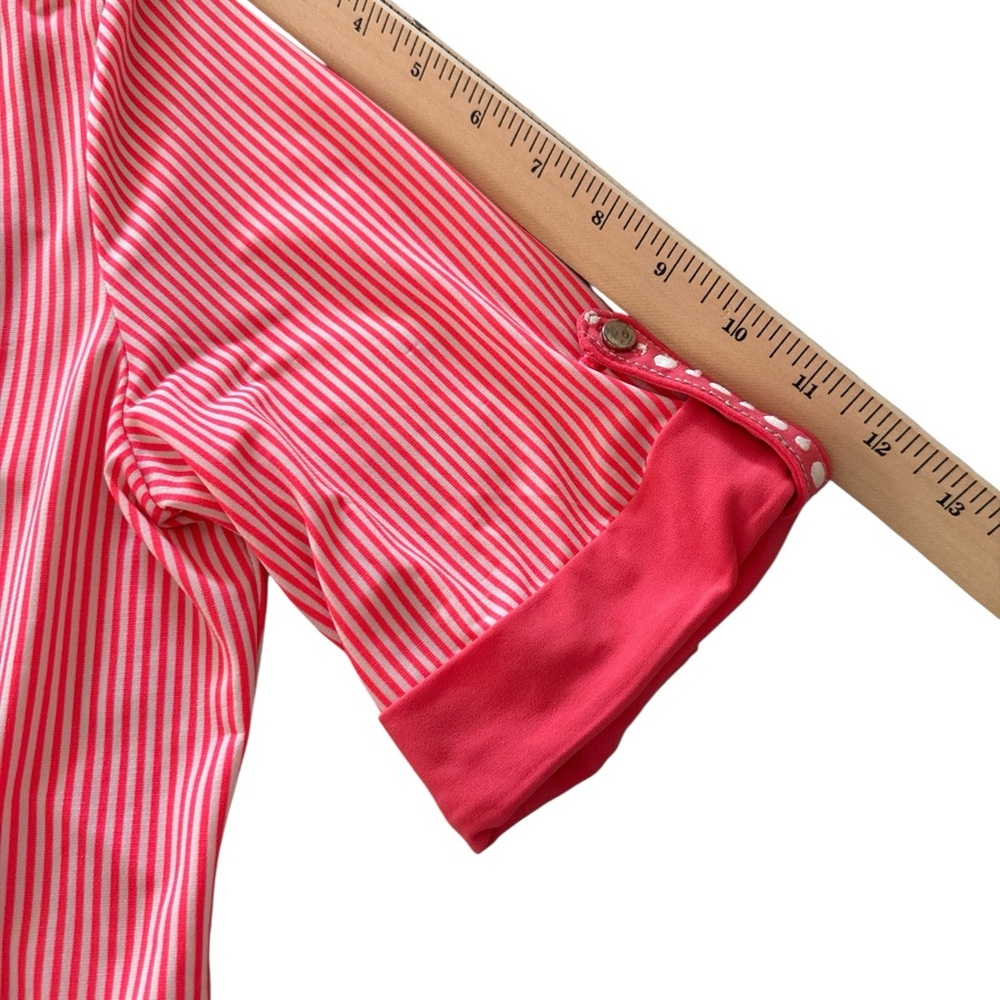 Nygard Top Blouse Tunic Women Petite M Striped Pink White 3/4 Sleeve Stretch - Picture 13 of 14